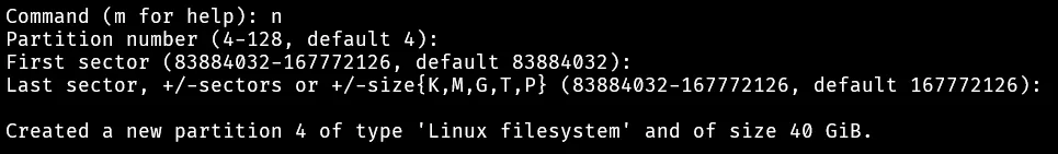 3、创建一个新的分区
